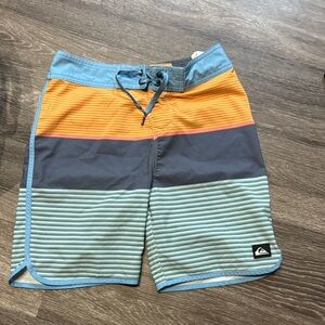 Quiksilver Kids Swim Trunks - Blue, Orange, and Gray